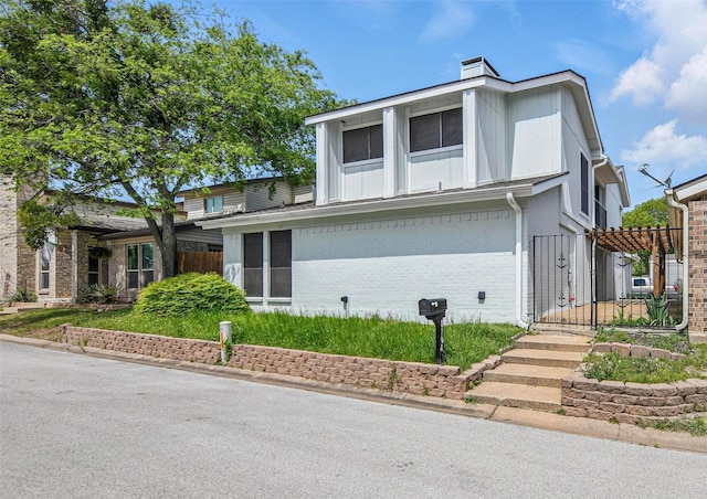 8104 Lea Shore St, Fort Worth, TX 76179 - view of side of home with fence, a chimney, and brick siding