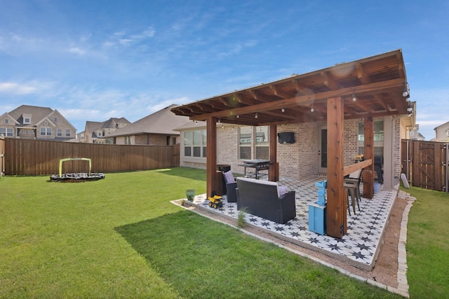 view of yard featuring a fenced backyard and a patio