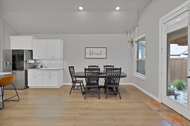 1373 Silverthorn Trl, Justin, TX 76247 - dining space featuring light wood-style flooring, baseboards, and recessed lighting