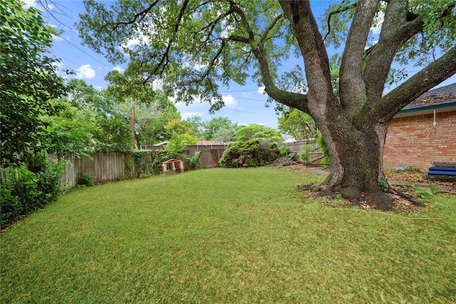 view of yard with a fenced backyard