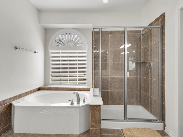 1803 Timber Ridge Dr, Frisco, TX 75036 - bathroom with a stall shower, a garden tub, and tile patterned flooring