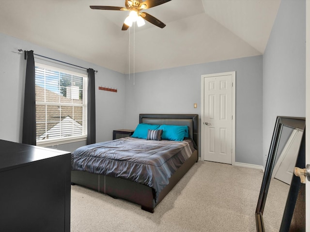 1803 Timber Ridge Dr, Frisco, TX 75036 - bedroom with lofted ceiling, carpet, baseboards, and ceiling fan