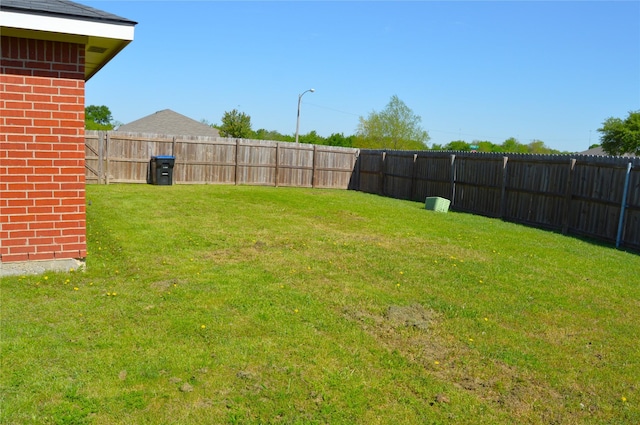 view of yard featuring a fenced backyard