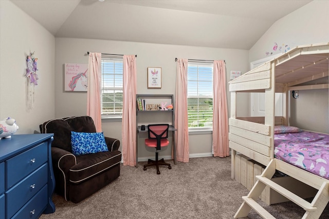 3912 Burks Ct, Celina, TX 75009 - carpeted bedroom with lofted ceiling, multiple windows, and baseboards