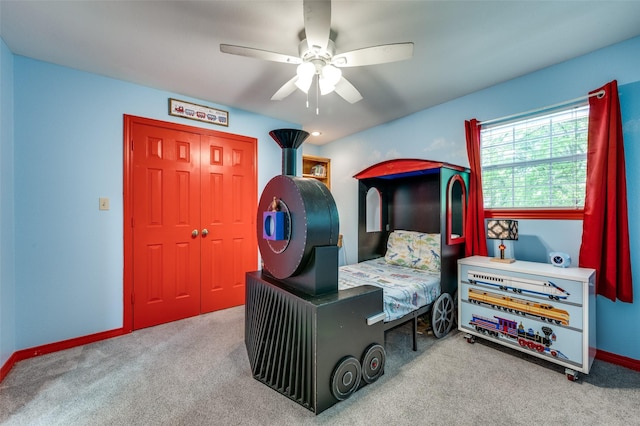 300 Dove Crk, Mckinney, TX 75071 - bedroom featuring baseboards, ceiling fan, carpet, and a closet