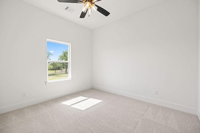737 Burr Oak Ln, Weatherford, TX 76085 - empty room with visible vents, a ceiling fan, baseboards, and light carpet