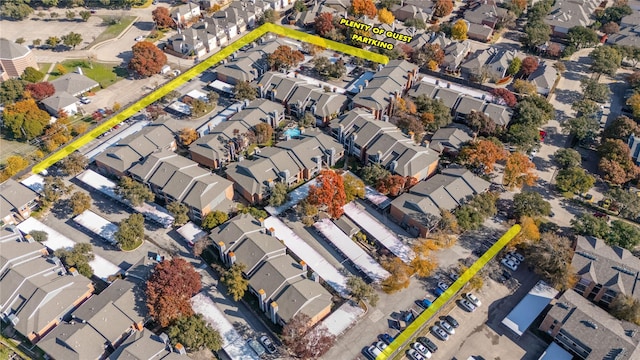 birds eye view of property featuring a residential view