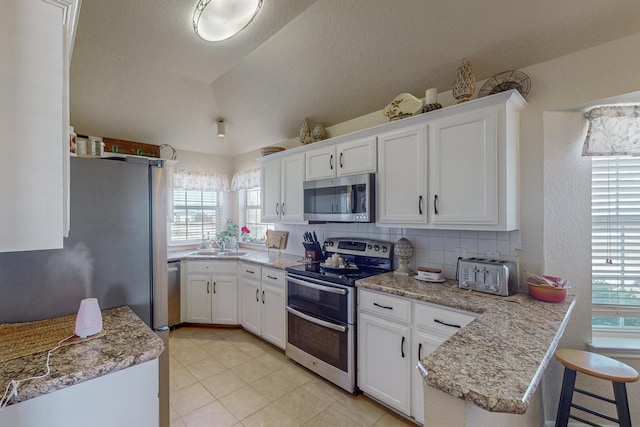 231 Dove Hill Ln, Weatherford, TX 76088 - kitchen with white cabinets, plenty of natural light, and appliances with stainless steel finishes
