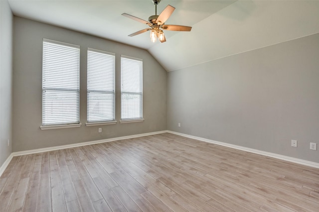 5220 Grove Cove Dr, Mckinney, TX 75071 - additional living space with light wood finished floors, vaulted ceiling, baseboards, and ceiling fan