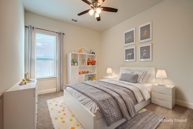 996 Heather Falls Dr, Rockwall, TX 75087 - bedroom featuring light colored carpet, baseboards, and a ceiling fan