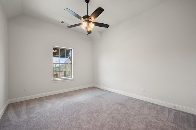 9300 Pecan Woods Trl, Argyle, TX 76226 - unfurnished room with carpet flooring, lofted ceiling, a ceiling fan, and baseboards