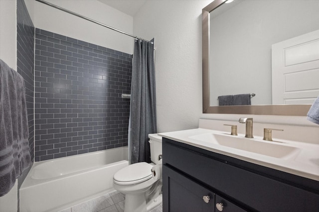 9300 Pecan Woods Trl, Argyle, TX 76226 - bathroom featuring toilet, shower / bathtub combination with curtain, and vanity