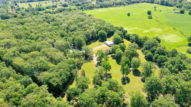 bird's eye view featuring a view of trees