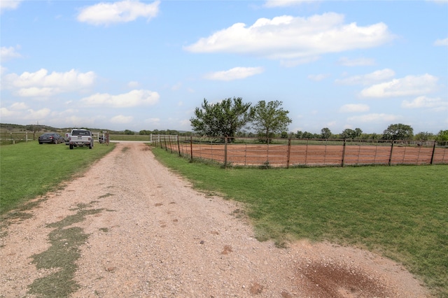view of road with a rural view