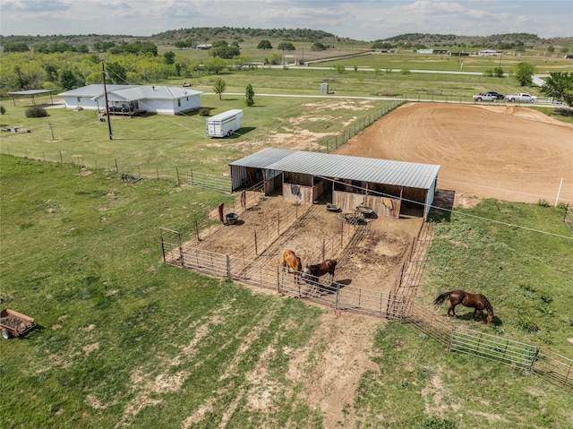 drone / aerial view with a rural view