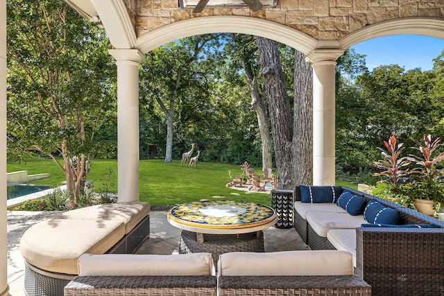 view of patio / terrace with an outdoor living space