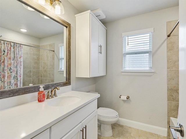 220 Glenwood Dr, Oak Point, TX 75068 - full bathroom with tile patterned floors, a tile shower, toilet, and plenty of natural light
