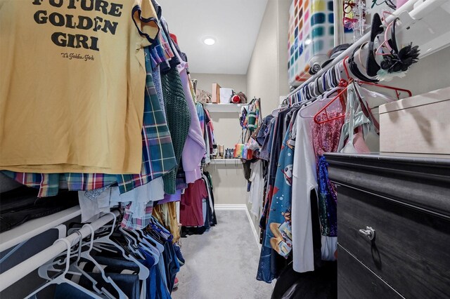 spacious closet with carpet