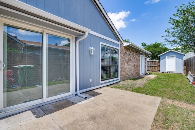 4430 Chapman St, The Colony, TX 75056 - exterior space with an outdoor structure, fence, and a storage shed
