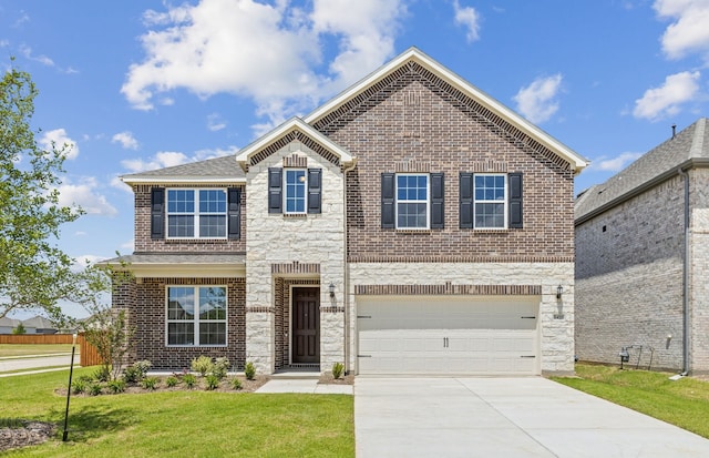 3470 Marginal Dr, Mckinney, TX 75071 - view of front of property with stone siding, driveway, a garage, and brick siding