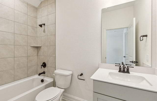 3470 Marginal Dr, Mckinney, TX 75071 - bathroom with toilet, baseboards, vanity, and bathing tub / shower combination