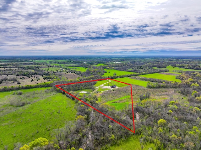 bird's eye view with a rural view