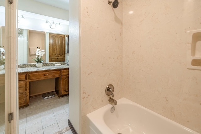 full bathroom featuring vanity, tile patterned floors, and shower / bathing tub combination