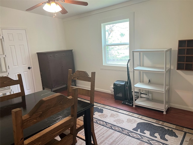 108 E Neely Ave, Comanche, TX 76442 - home office with ceiling fan, baseboards, and wood finished floors