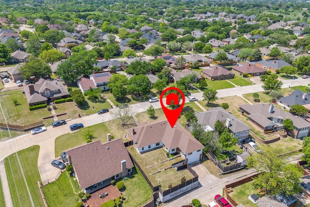 aerial view featuring a residential view