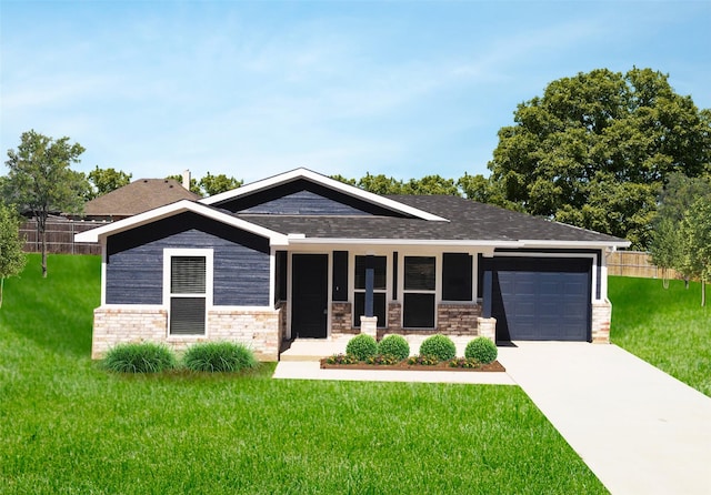 2385 Miller St, Denison, TX 75020 - view of front of house with fence, driveway, a front lawn, and a garage