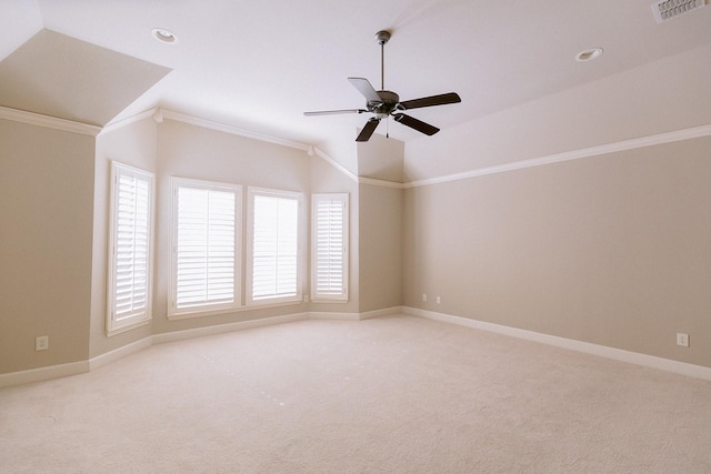 4523 W University Blvd, Dallas, TX 75209 - empty room featuring vaulted ceiling, plenty of natural light, light carpet, a ceiling fan, and baseboards