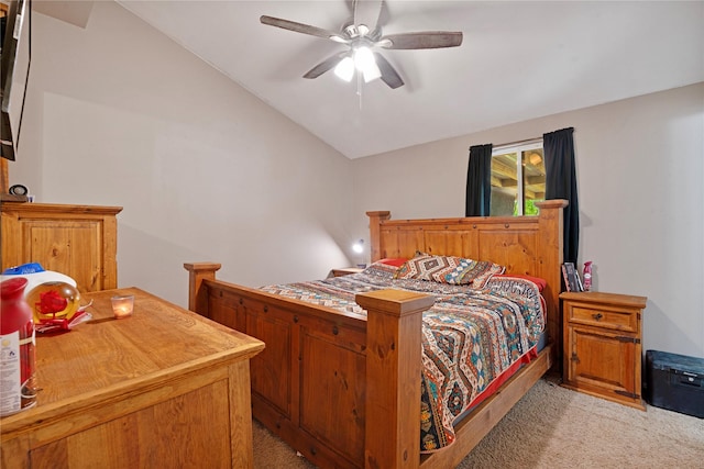 28 Private Road 45075, Powderly, TX 75473 - bedroom with light carpet, vaulted ceiling, and ceiling fan