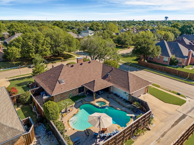 1500 Harrington Dr, Plano, TX 75075 - aerial view of residential area with a pool area