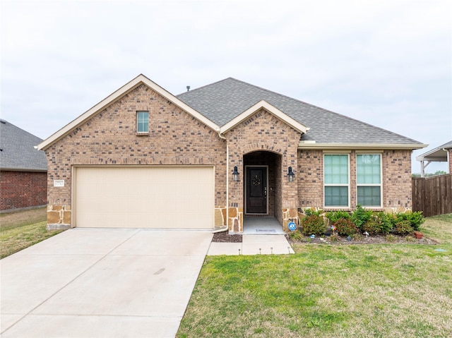 2712 Cain Dr, Anna, TX 75409 - single story home with concrete driveway, brick siding, roof with shingles, and a front yard