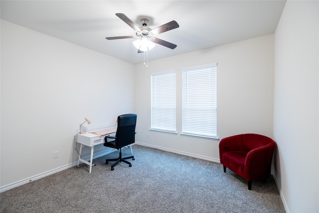 2712 Cain Dr, Anna, TX 75409 - carpeted office space featuring baseboards and ceiling fan