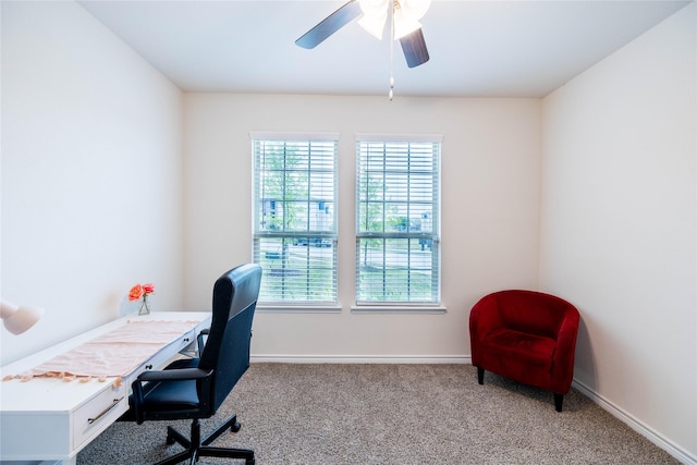 2712 Cain Dr, Anna, TX 75409 - home office with plenty of natural light, carpet flooring, baseboards, and ceiling fan