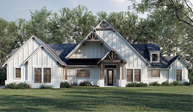 TBDLOT2 Jolene Ct, Van Alstyne, TX 75495 - view of front of property featuring board and batten siding, a shingled roof, a front lawn, and brick siding