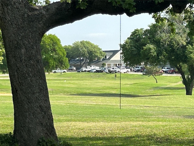 view of property's community with a lawn