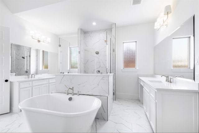 TBDLOT4 Durning Rd, Van Alstyne, TX 75495 - full bath with marble finish floor, a sink, and a marble finish shower