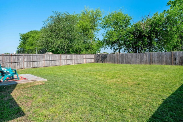 view of yard featuring a fenced backyard