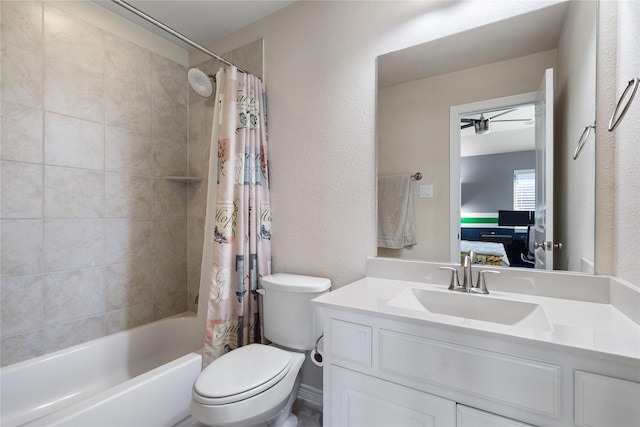 7305 Caladium Dr, Mckinney, TX 75070 - ensuite bathroom with toilet, vanity, shower / tub combo, and a textured wall