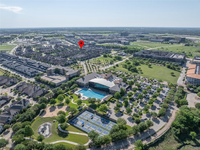7305 Caladium Dr, Mckinney, TX 75070 - aerial overview of property's location with a pool area