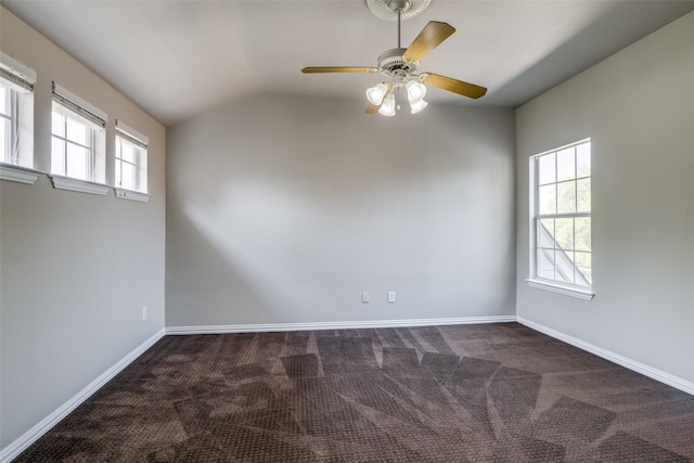 1809 Cotton Mill Dr, Mckinney, TX 75072 - carpeted empty room with lofted ceiling, a ceiling fan, and baseboards