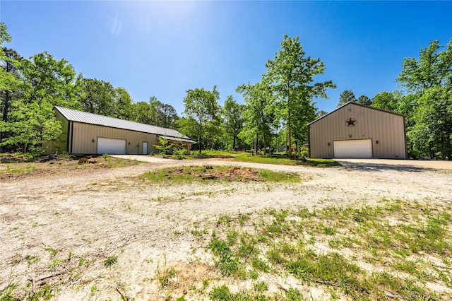 view of detached garage
