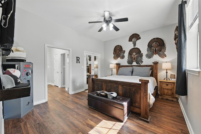1350 Bennett Rd, Millsap, TX 76066 - bedroom with wood finished floors, baseboards, and ceiling fan