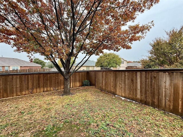 view of yard featuring a fenced backyard
