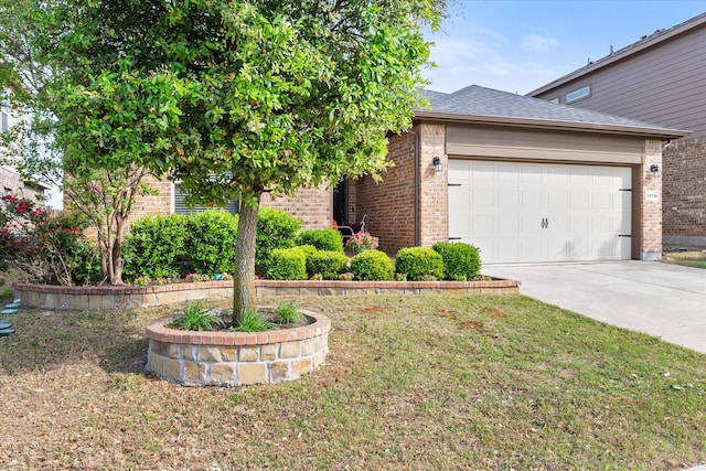 14116 Rabbit Brush Ln, Fort Worth, TX 76052 - view of front facade with roof with shingles, a front lawn, concrete driveway, brick siding, and a garage