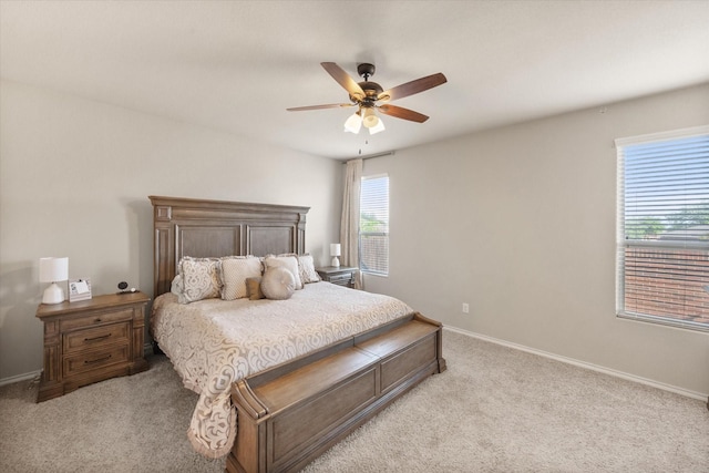 14116 Rabbit Brush Ln, Fort Worth, TX 76052 - bedroom featuring baseboards, light colored carpet, and ceiling fan