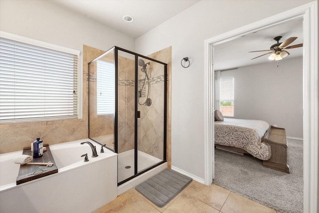 14116 Rabbit Brush Ln, Fort Worth, TX 76052 - full bath featuring a garden tub, ensuite bath, tile patterned flooring, and a shower stall