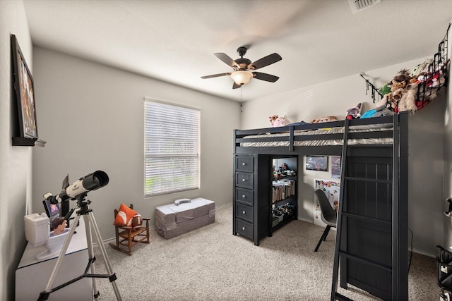 14116 Rabbit Brush Ln, Fort Worth, TX 76052 - bedroom featuring light colored carpet, ceiling fan, baseboards, and visible vents